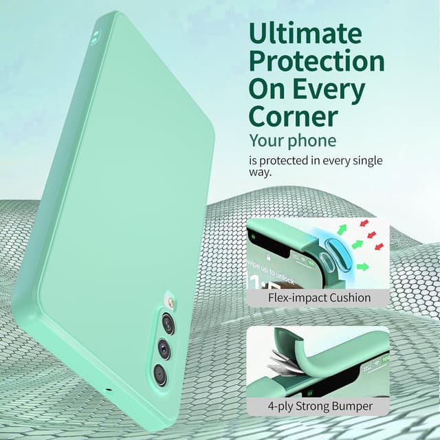 Detalle de Watana Soft-Touch Silikonhülle für Samsung Galaxy A50/A50s/A30s (Mintgrün) mit Mikrofaserfutter