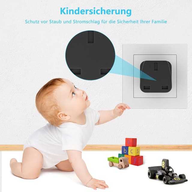 Detalle 2 de HITRENDS UK-zu-EU Reiseadapter 3er-Set