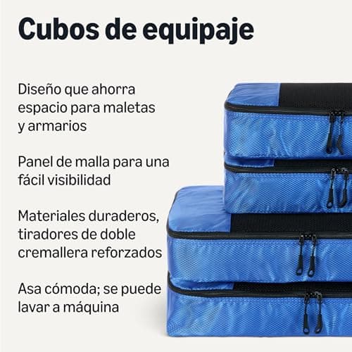 Detalle 2 de Amazon Essentials Juego de 4 cubos de viaje con doble cremallera y malla (2 medianos/2 grandes)