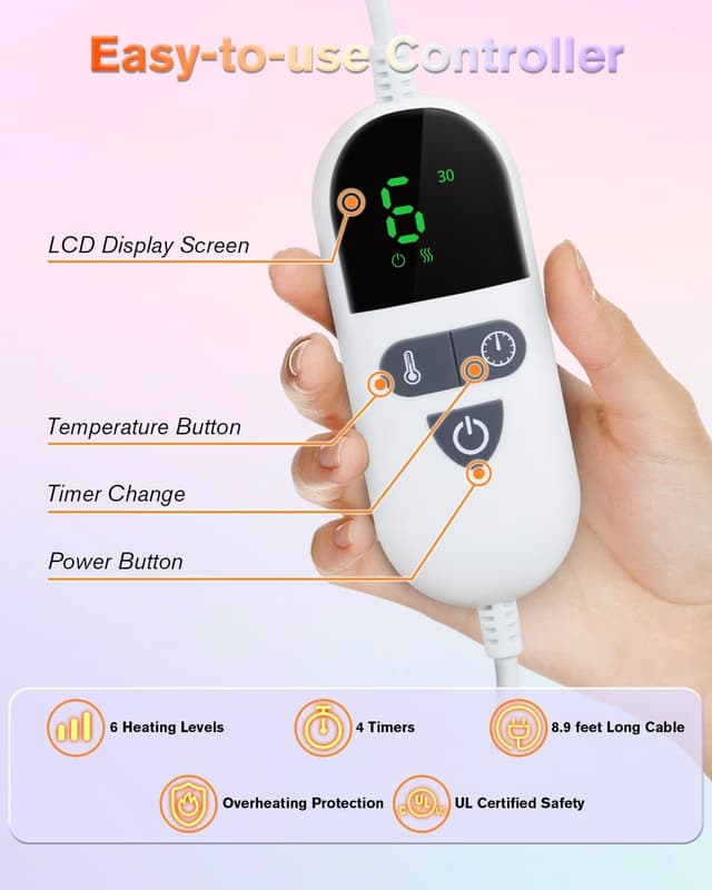 Thumbnail 2 de Heating Pad Large 24"x33" 6 Heat Levels