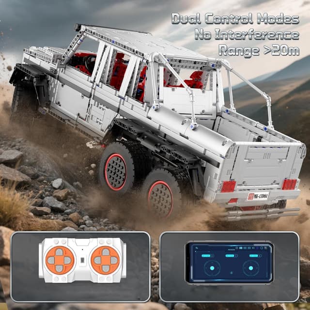 Detalle de Mould King 13061 Technik Offroad G700 Pickup-Bausatz (6×6) – Modellbausatz mit 3.825 Teilen