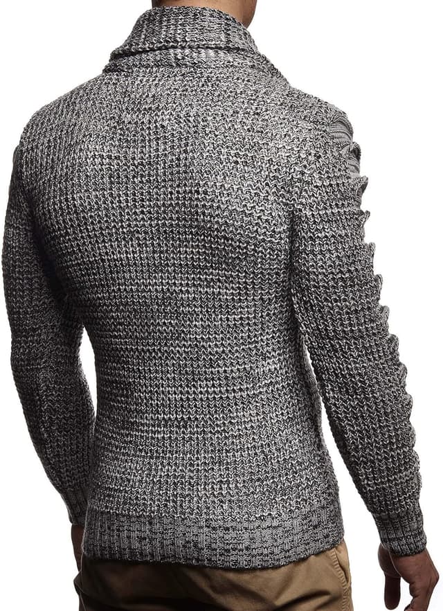 Detalle 2 de Leif Nelson Maglione uomo in felpa a maglia con collo scialle