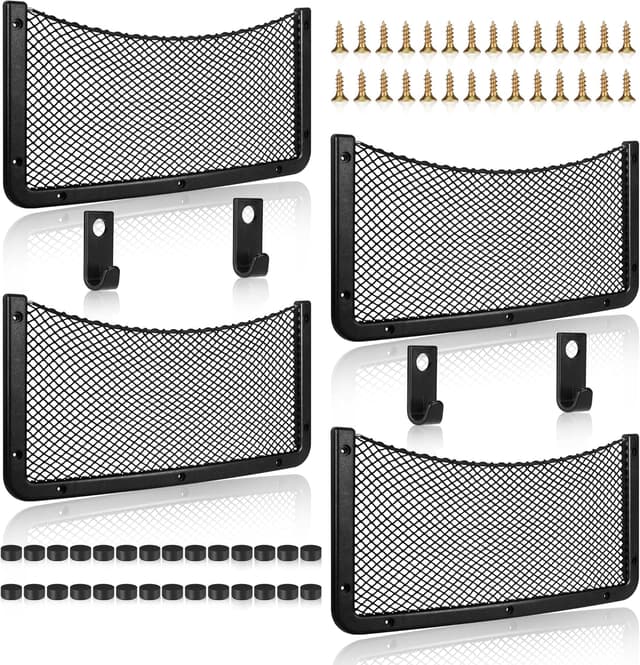 Detalle de EINESIN Storage Nets for Campervans – elastic trunk storage bag with plastic frame (4-pack)