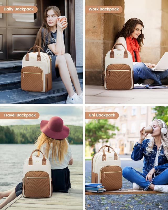 Detalle de LOVEVOOK women’s laptop backpack (15.6 inch) – waterproof, anti-theft rucksack with 23L capacity