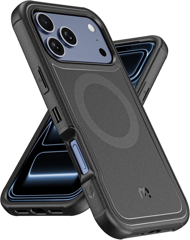 Detalle de M MYBAT PRO for iPhone 17 Pro Max Rugged Magnetic Case (Black) with Magsafe Compatibility