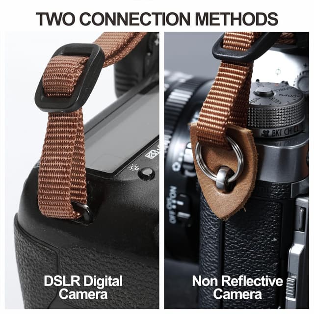 Detalle de Padwa Lifestyle Off White Camera Strap – Double-layer Crazy Horse Ends, 1.5in woven cotton strap