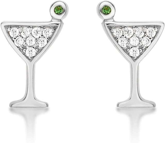 Detalle de Diamond Treats petites boucles d’oreilles argent 925 en forme de verre de cocktail (clous) pour femme et jeune fille