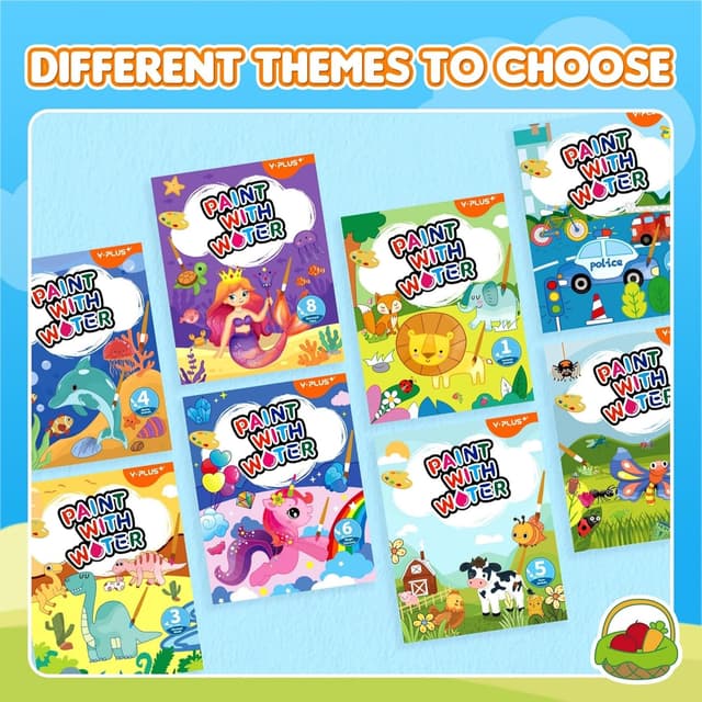 Detalle de YPLUS Paint with Water Books for Toddlers (Ages 1–3, 2–4 Years) – 3 Themes, Brush Pen Included