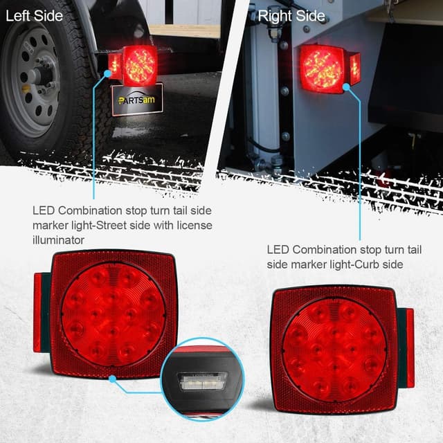 Thumbnail 3 de Partsam 12V Square LED Trailer Light 12V