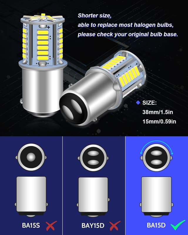 Detalle 2 de Defvnsy 1142 BA15D 12V LED Bulb (White 6000K) – 39x 4014 SMD, Pack of 10