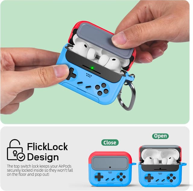 Thumbnail 6 de Inesore AirPods Pro 3 Case Cover with Cleaner Kit, Lock & Phone Support (2025) - Console Game Style