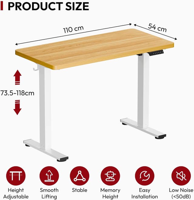 Detalle 2 de SANODESK QS Escritorio Elevable 110x54 Arce