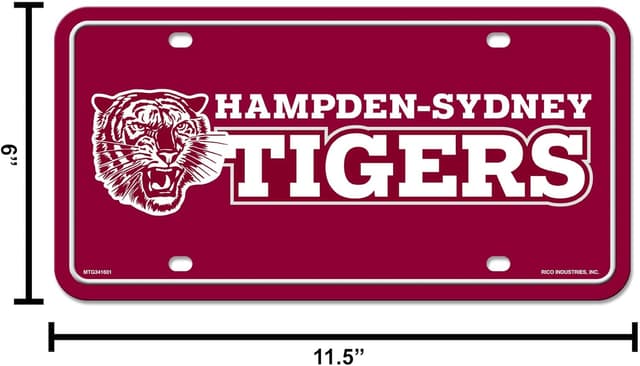 Detalle de Rico Industries NCAA Hampden-Sydney Tigers Metal Auto Tag (6" x 12")