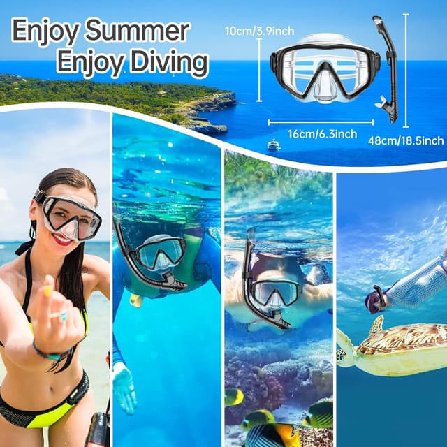 Thumbnail 6 de JEMULICE Schnorchelset Erwachsene mit Tauchmaske aus gehärtetem Glas und Dry-Schnorchel