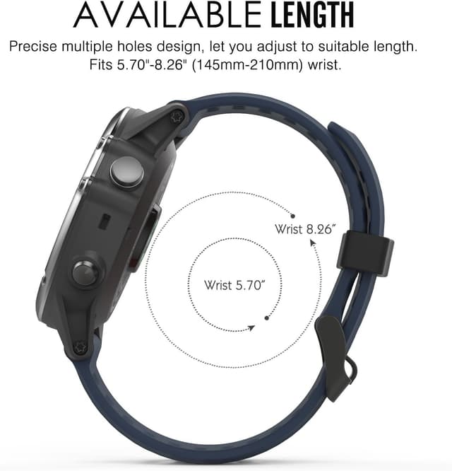 Detalle 2 de MoKo silicone watch strap for Garmin Fenix 3/3 HR, 5X/5X Plus & more