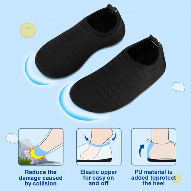 Detalle de WasserLves Kinder Badeschuhe Tw Schwarz – rutschfeste Wasserschuhe für Schwimmbad, Strand & Surfsport