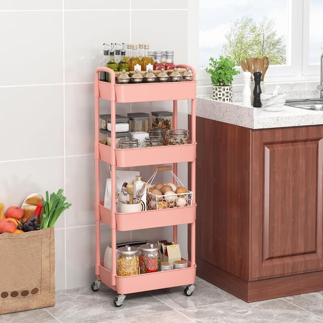 Detalle de Sywhitta 4-Tier Rolling Utility Cart 4-Tier