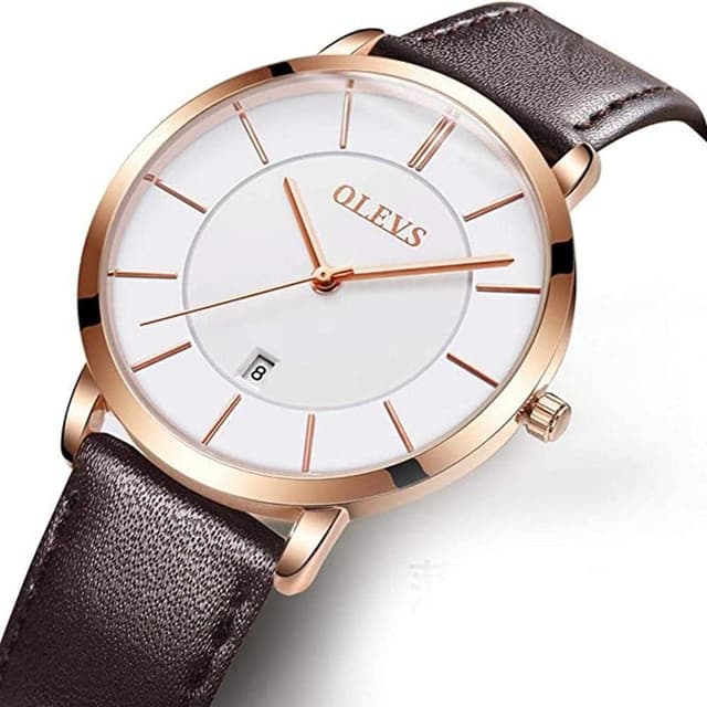Detalle de OLEVS Ladies Quartz Watch – Minimalist ultra-thin design, leather strap, 30M waterproof & date