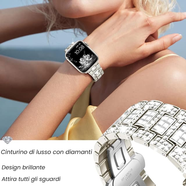 Detalle 2 de Bracciale in brillante “cristalli” per Apple Watch Donna compatibile 38/40/41/42/44/45/46/49 mm