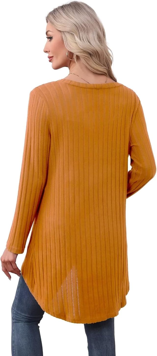 Detalle de YGJIEGENG Women’s Long Sleeve Open-Front Cardigan with Pockets, Ribbed Knit (M–3XL)