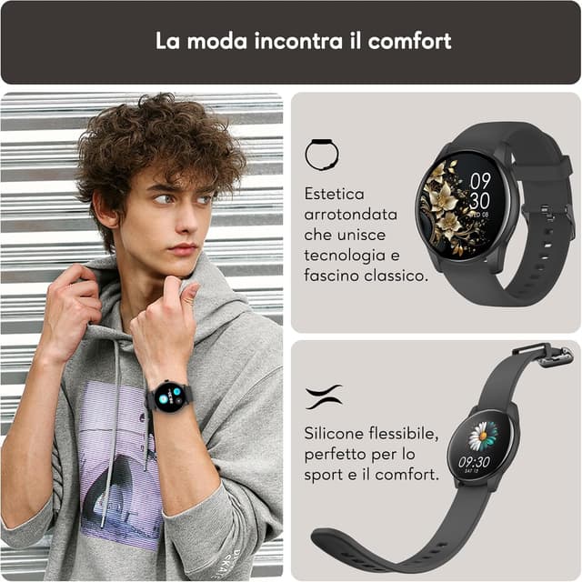 Detalle de AcclaFit Smartwatch Uomo Donna con chiamate Bluetooth e schermo da 1,38”