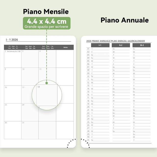 Detalle 2 de FEKSINO Agenda 2026 giornaliera A6 18 x 9,8 cm in pelle PU rosa (gennaio 2026–dicembre 2026)