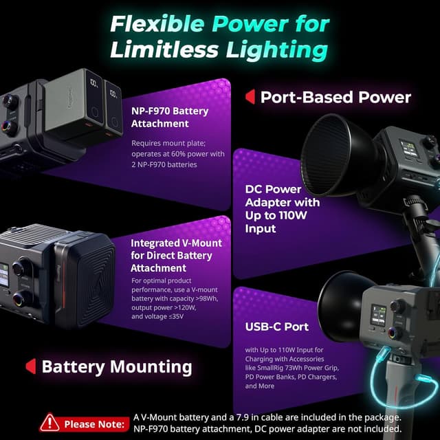 Detalle 2 de SMALLRIG RC 100C 100W RGBWW LED video light 🎥