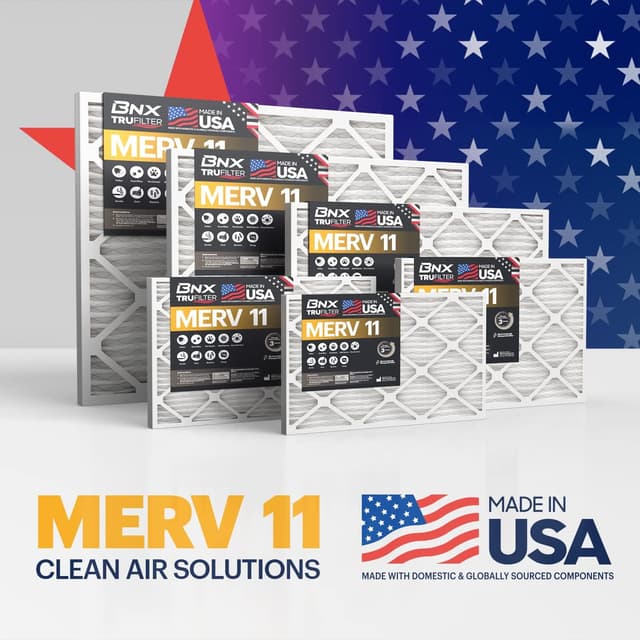 Detalle 2 de BNX TruFilter MERV 11 20x20x1 Air Filter (19 11/16 x 19 11/16 x 3/4) - 6-Pack, Allergen Defense Electrostatic Pleated