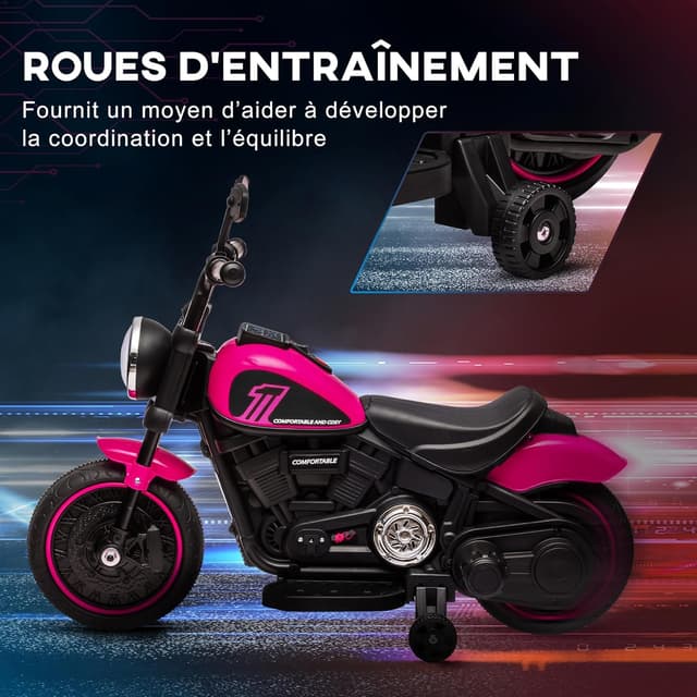 Thumbnail 3 de HOMCOM Moto électrique 6V Enfants Rose 3 km/h