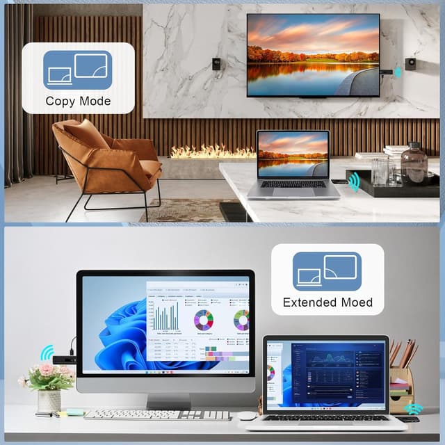 Detalle de Beyn Wireless HDMI Transmitter and Receiver with LED Status Display (4K Decode, 1080P Output) — Plug and Play Screen Mirroring