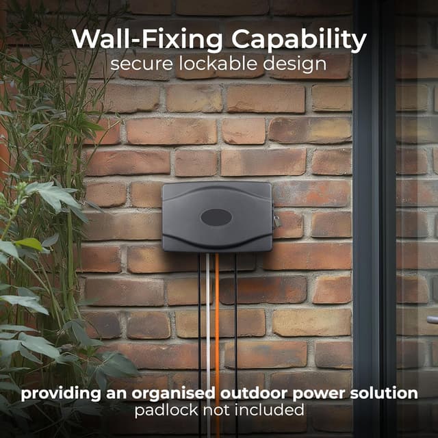 Detalle de Masterplug WBX Weatherproof Electric Box for Outdoors (WBX-MS), Grey, 345 x 220 x 126.5 mm
