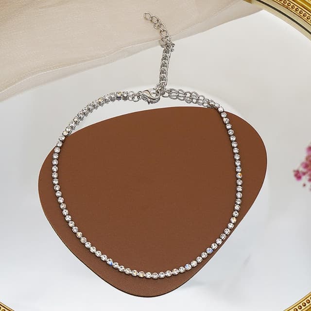 Detalle 1 de MIQIQAO Strass-Choker Halskette in Silber mit CZ-Strass und Tennis-Optik