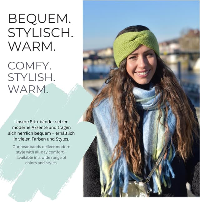 Thumbnail 4 de styleBREAKER Diadema de punto marrón jaspeado 11 cm