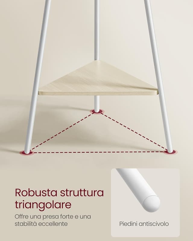 Detalle 2 de VASAGLE RCR016N01 appendiabiti da terra con 2 ripiani