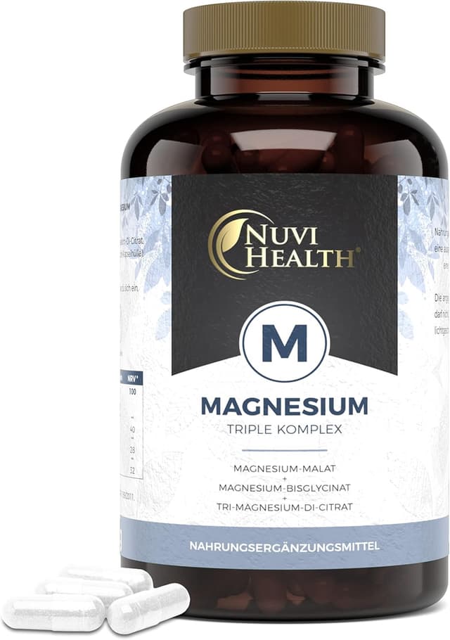 Detalle de Nuvi Health Magnesium Komplex – 240 Kapseln (375 mg elementares Magnesium/Tag) – vegan & laborgeprüft
