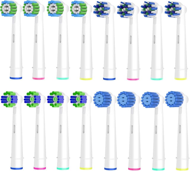 Detalle de 16er Aufsteckbürsten (Precision, Cross, 3D Whitening, Sensitive Clean) kompatibel mit Oral‑B elektrischen Zahnbürsten