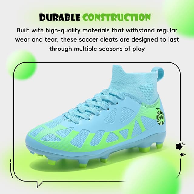 Detalle de WOwallet Kinder-Fußballschuhe mit hohem Schaft für Jungen & Mädchen – robuste Outdoor-Sportschuhe