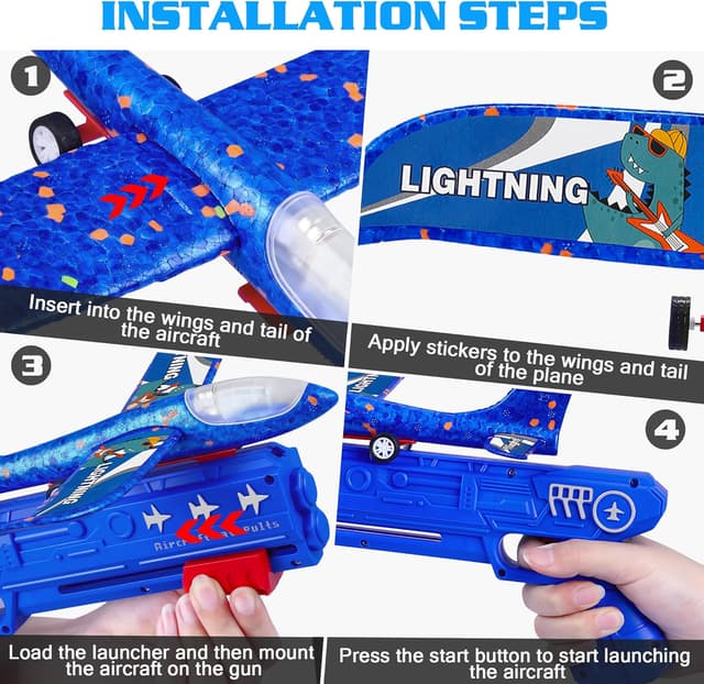 Thumbnail 4 de LJZJ 3 Pack Airplane Launcher Toy with LED 🎯✈
