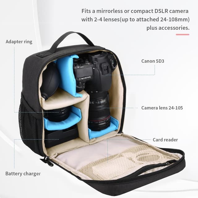 Detalle 1 de BAIGIO Gepolstert Kamera Einsatz Innentasche