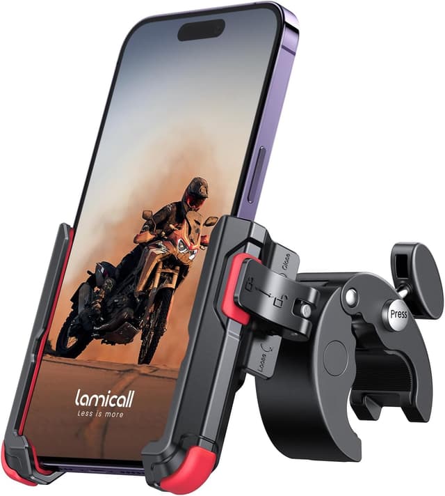 Detalle de Lamicall Handyhalterung Motorrad & Fahrrad – 360° Lenkerhalter mit 1S Schnellspanner für Smartphones 4,7–7 Zoll