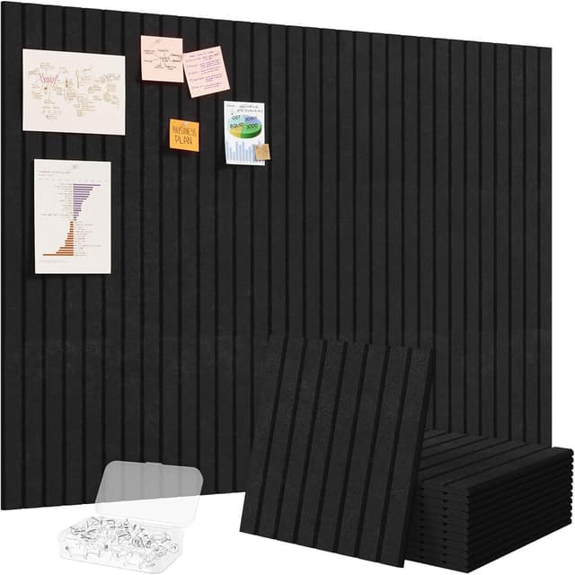 Detalle de Tableau en feutre adhésif Lifewit (lot de 12 panneaux 120x90 cm) pour notes et photos, noir