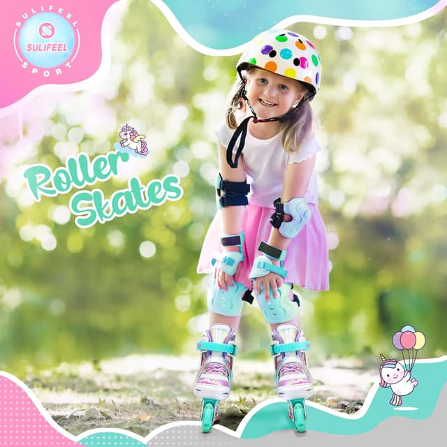 Thumbnail 6 de SULIFEEL Rainbow Unicorn Adjustable Inline Skates for Kids (4 Sizes) with Light-Up Wheels
