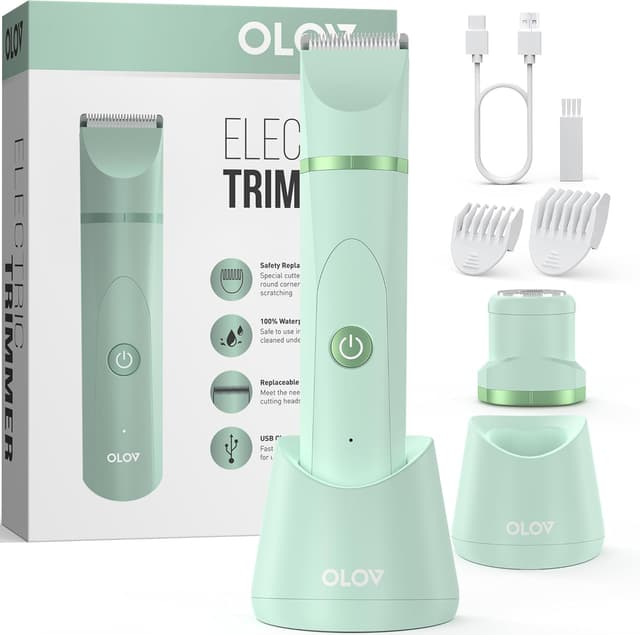 Detalle de Intimrasierer für Frauen mit 2 Köpfen, Nass- und Trockengebrauch, wiederaufladbar (USB-Ladestation, IPX7)