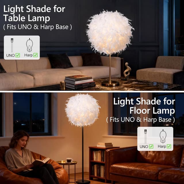 Detalle de Waneway feather lamp shade 50cm for pendants