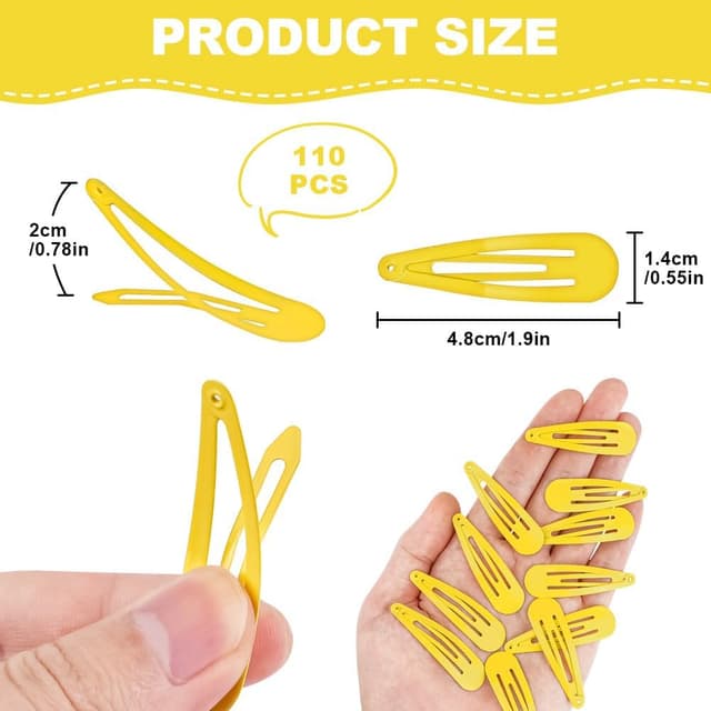 Detalle 2 de LOPHE Fermagli per capelli da donna: 110 clip in metallo con molla, colore giallo