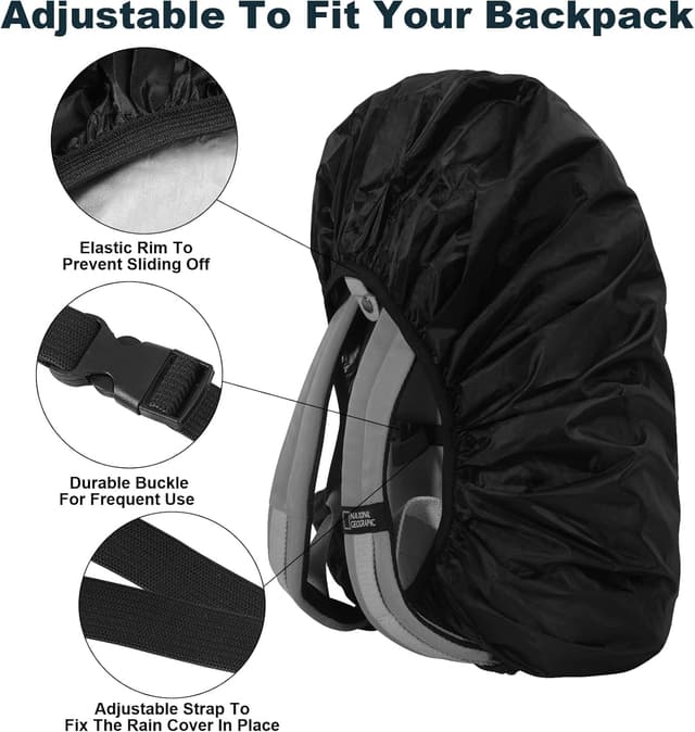 Detalle de Nsyee 2pcs Backpack Rain Cover with reflective strip (waterproof rucksack cover for camping, hiking and cycling)
