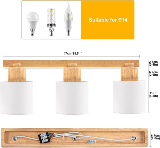 Thumbnail 6 de Doughelec Deckenstrahler 3-flammig aus Holz mit schwenkbaren E14-Spots (ohne Leuchtmittel)