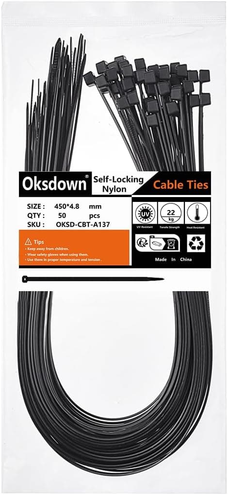 Imagen de Oksdown Cable Ties 450mm 4.8mm Black en OfertitasTOP