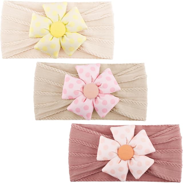 Detalle de DRESHOW 3 Pack Girls Headbands – Stretchy Nylon Flower Hair Accessories