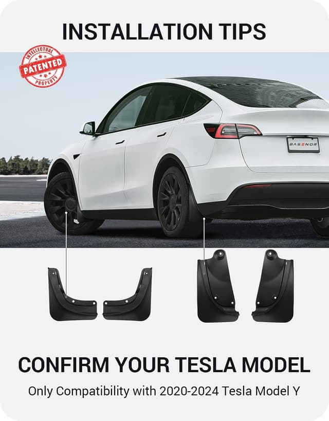 Thumbnail 1 de BASENOR 2020-2024 Tesla Model Y Mud Flaps
